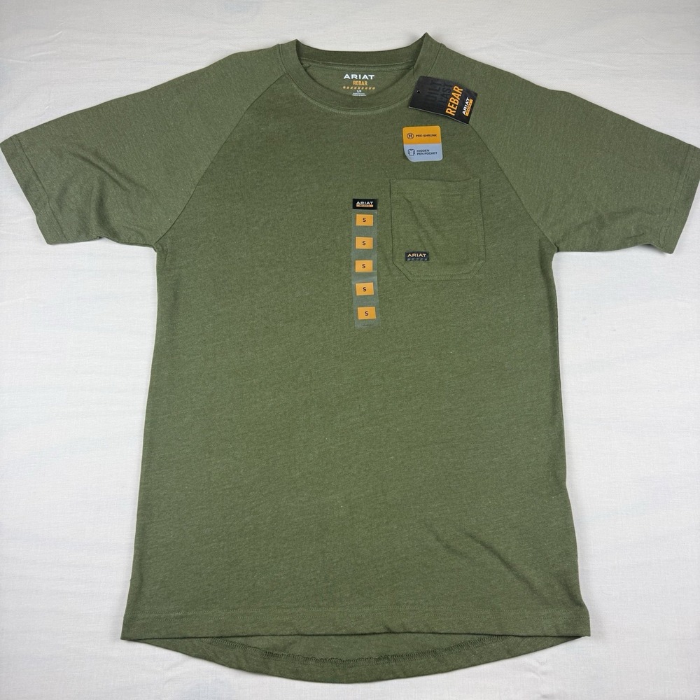 Ariat Rebar Cotton Strong Pocket T-Shirt Men’s S Lichen Heather NWT 10048888